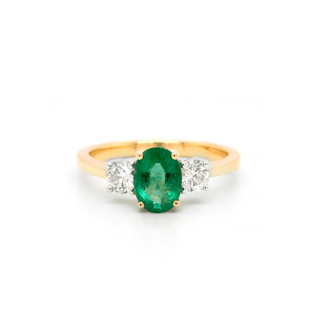 18ct Yellow and White Gold Emerald and Diamond Ring