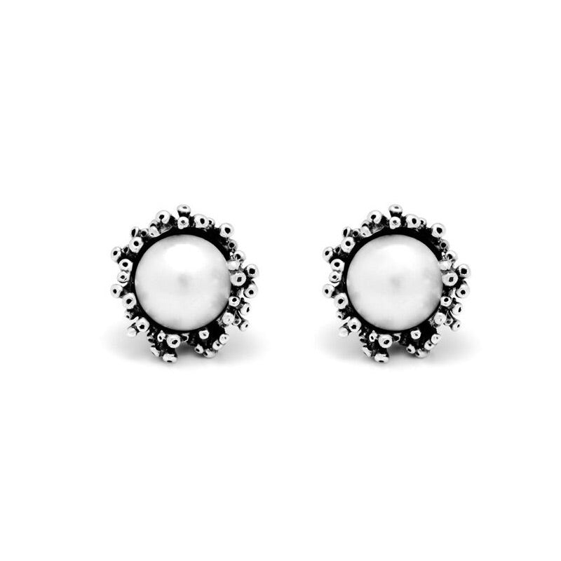 Giovanni Raspini Anemone Pearl Silver Earring Studs