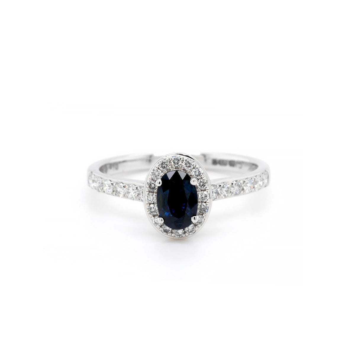 18ct White Gold Sapphire Diamond Oval Cut Ring