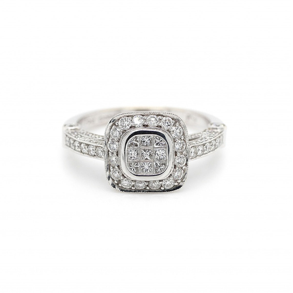 Square halo engagement on sale rings