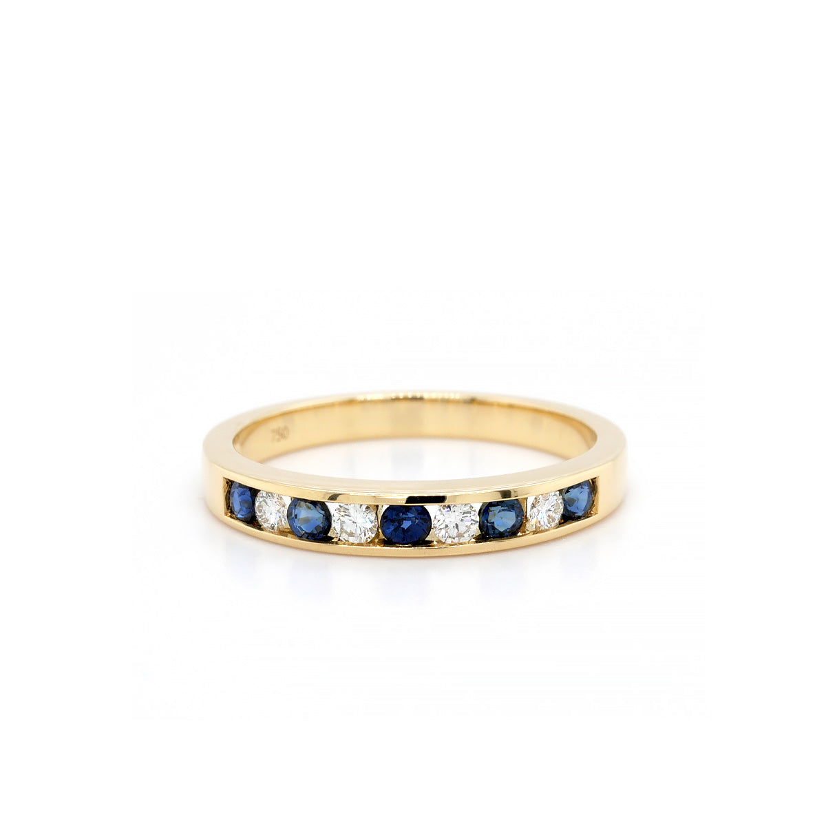18ct Yellow Gold Sapphire and Diamond Channel Set Eternity