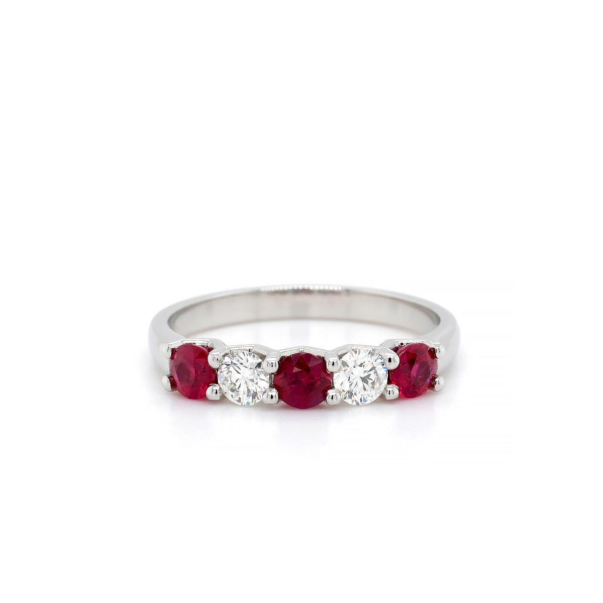 Platinum Ruby and Diamond 5 Stone Ring