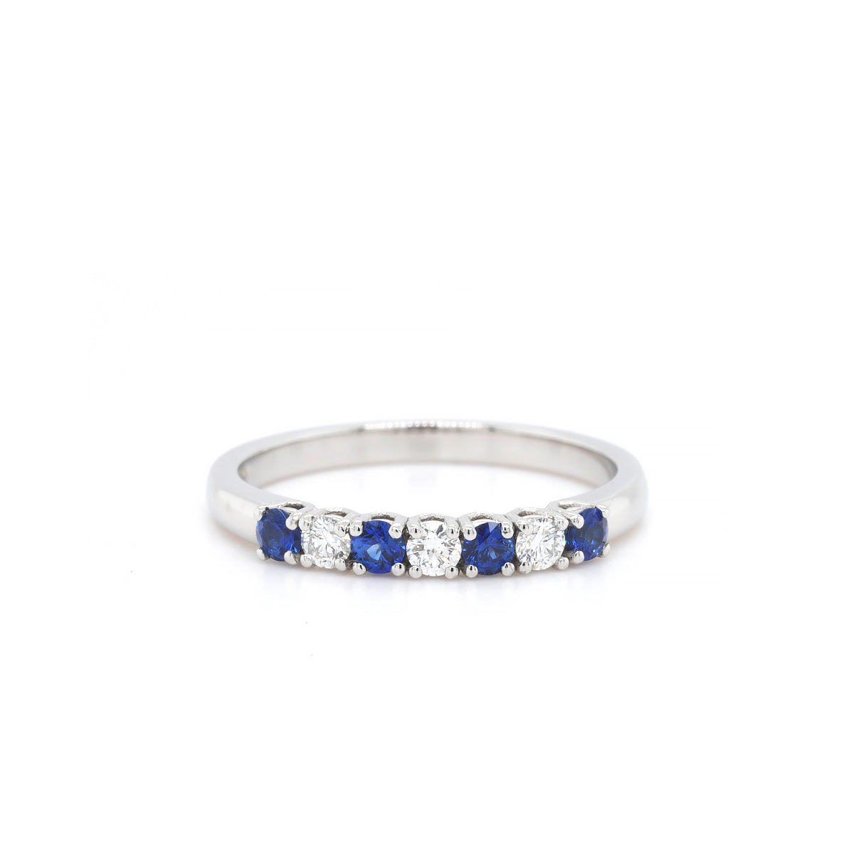 Platinum Sapphire & Diamond Half Eternity Ring - Size N