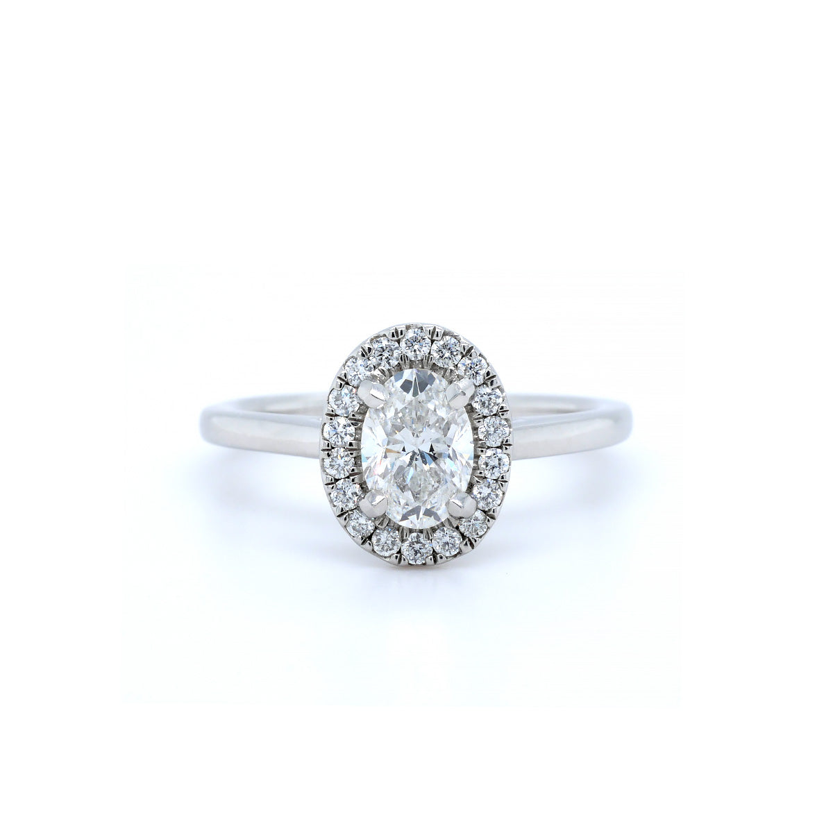 Platinum Halo & Solitaire Diamond Ring - Size M