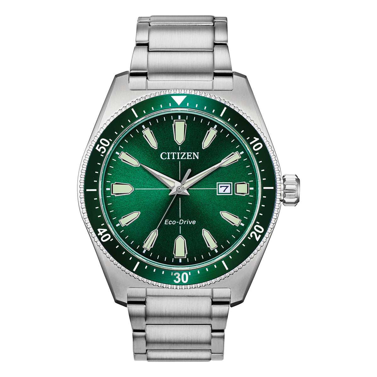 Citizen AW1598-70X Gent Eco-Drive Green Dial Stainless Steel Watch 43mm