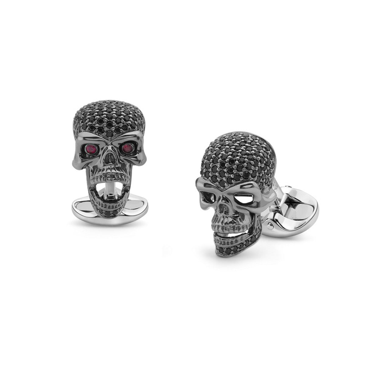 Deakin Francis Black Spinel and Ruby Skull Head Cufflinks