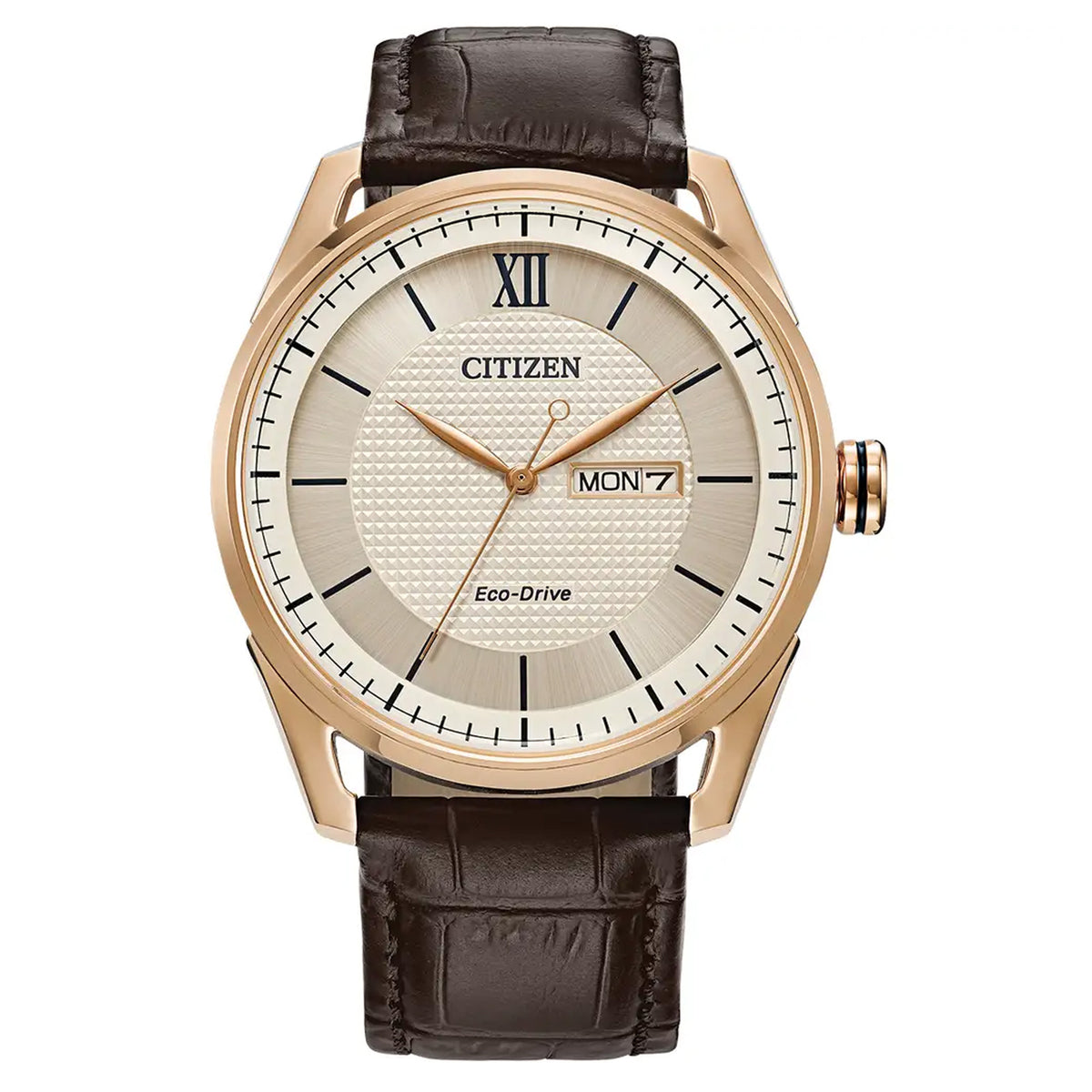 Citizen AW0082-01A Gents Rose Gold Tone Bracelet Ivory Dial Watch 42mm