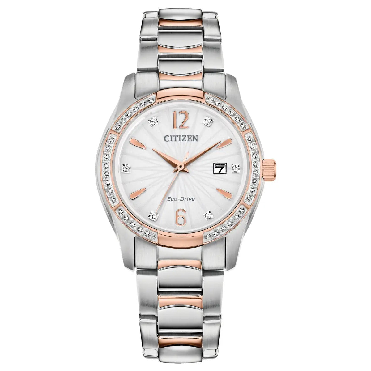 Citizen EW2576-51A Ladies Eco-Drive Rose Gold Plated and Steel Watch with Diamonds