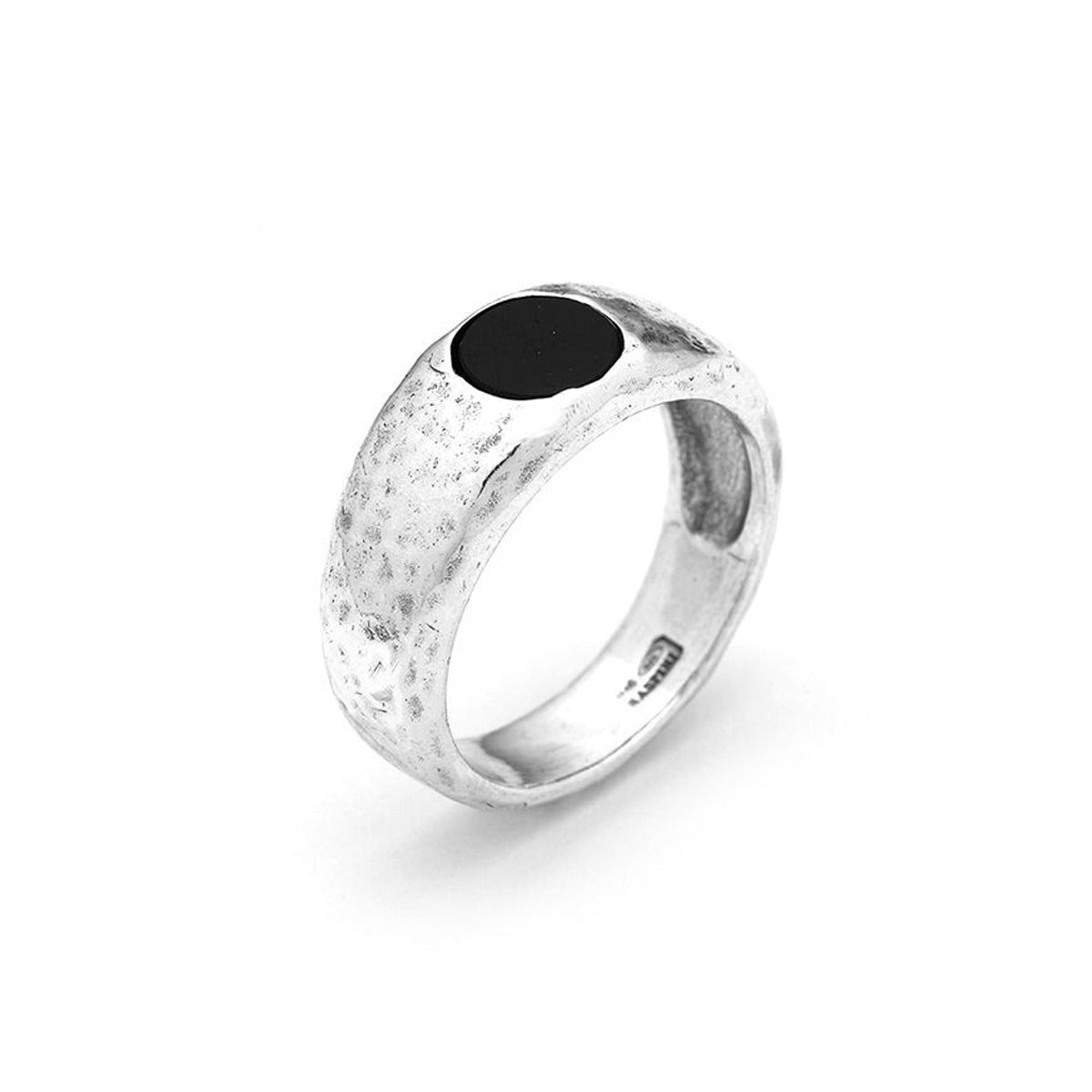 Giovanni Raspini Onyx Hammered Ring - Size S