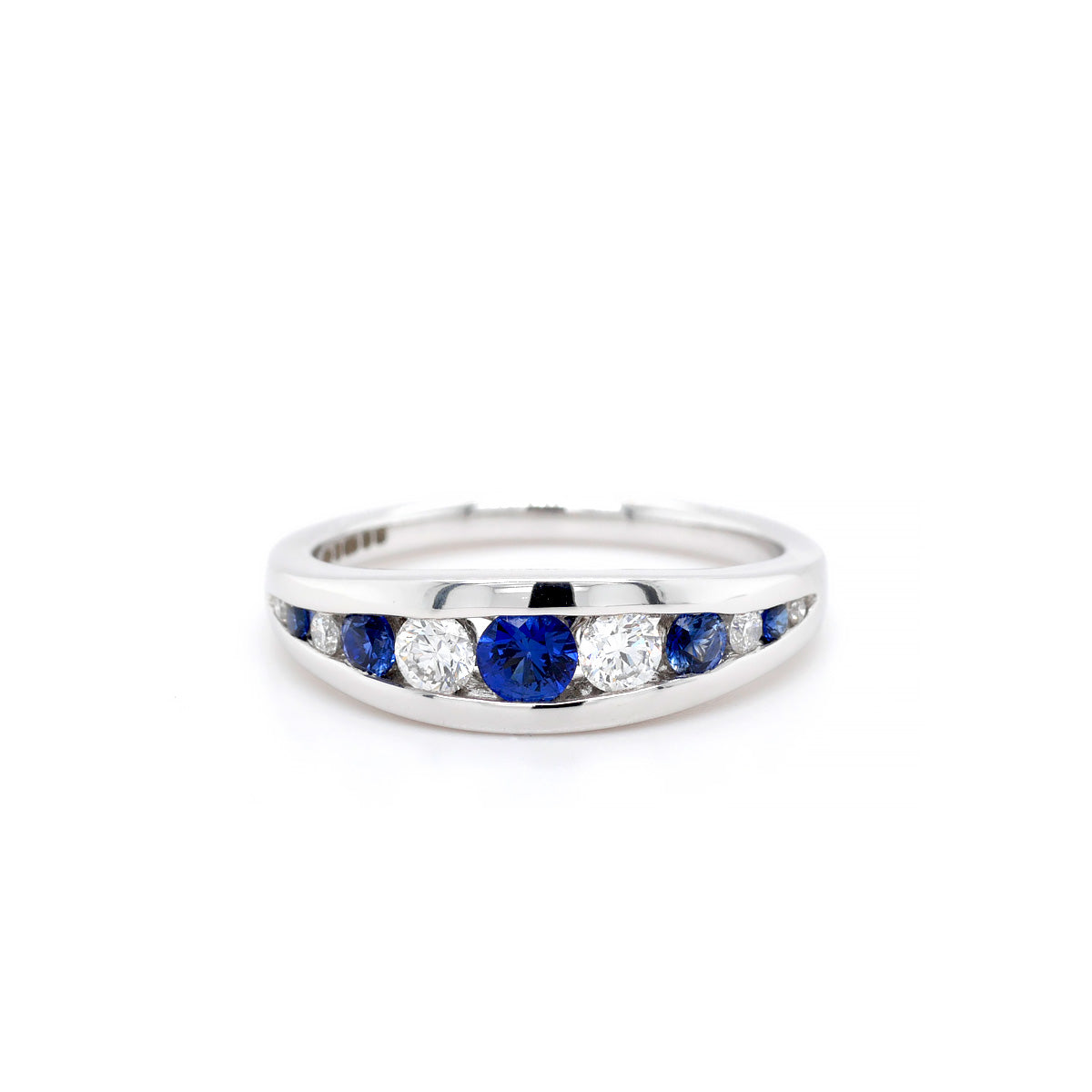 18ct White Gold Sapphire and Diamond Graduated Eternity Ring