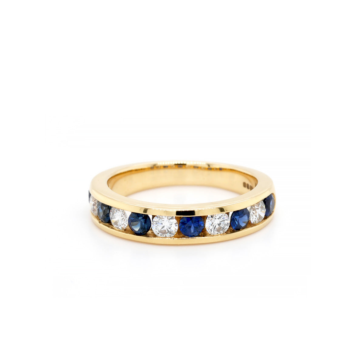 18ct Yellow Gold Sapphire and Diamond Channel Set Eternity Ring