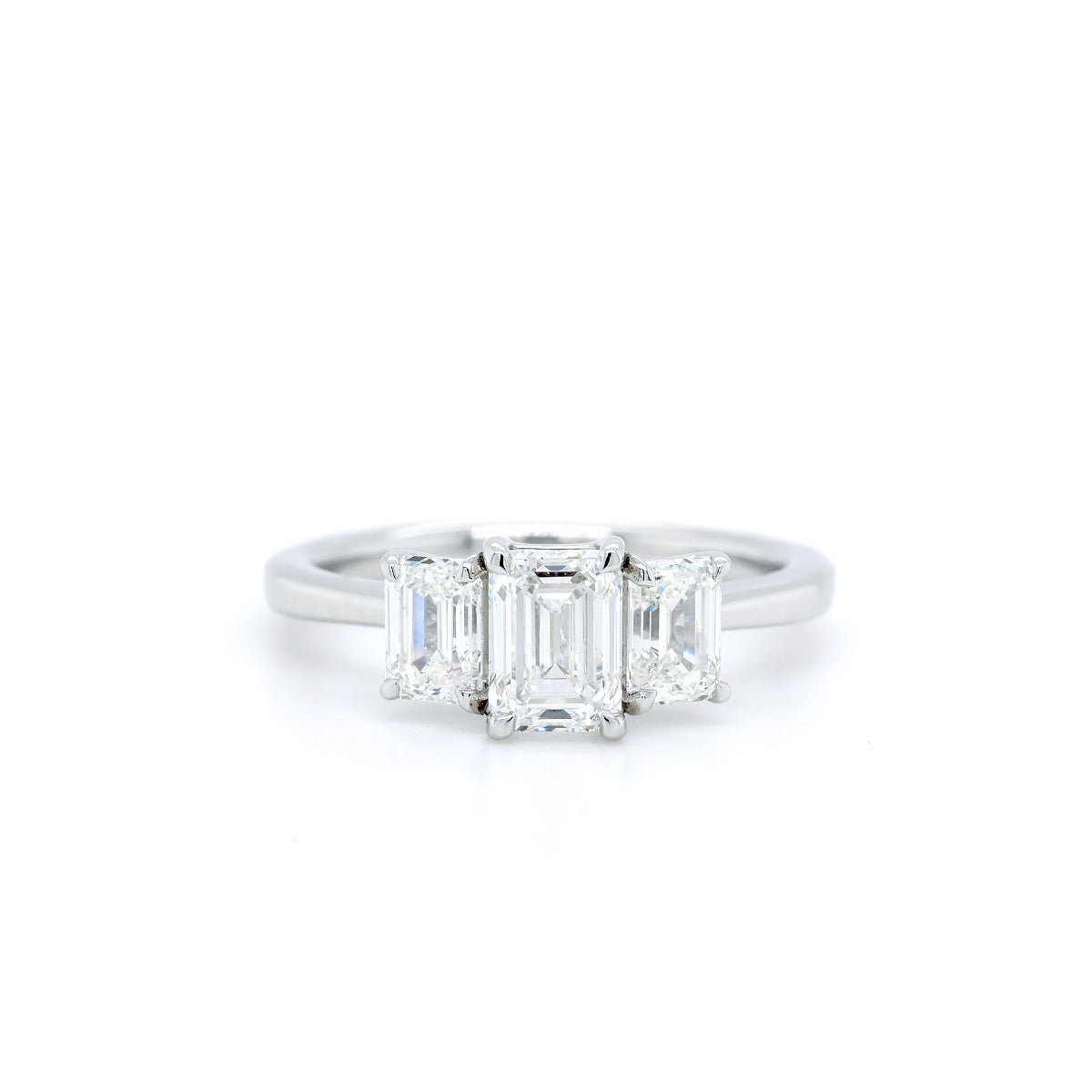 Platinum Emerald Cut Three Stone 0.4ct Diamond Ring