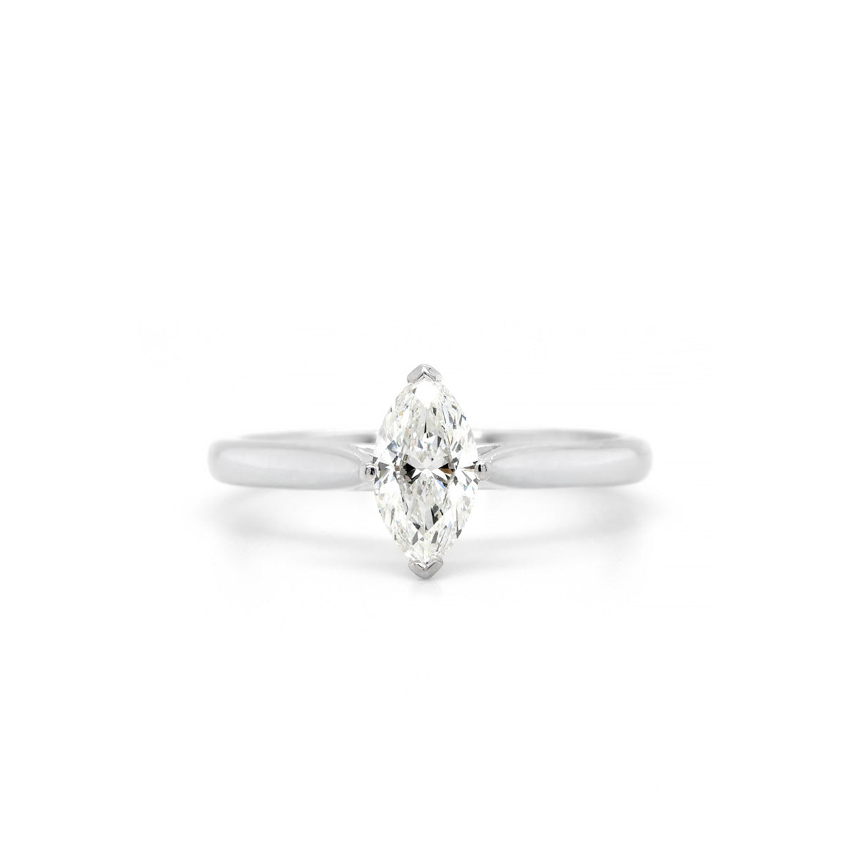 Platinum Single Stone Diamond Ring with Marquise Cut Diamond