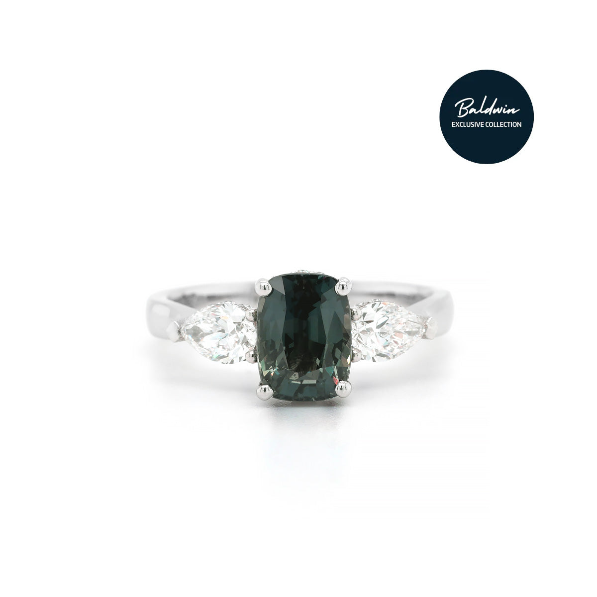 Baldwin Original Teal Sapphire Diamond Ring